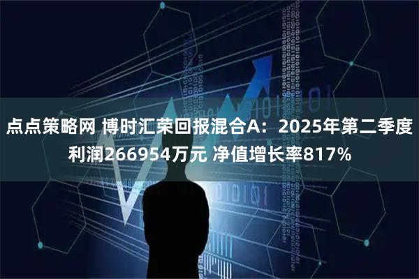 点点策略网 博时汇荣回报混合A：2025年第二季度利润266954万元 净值增长率817%